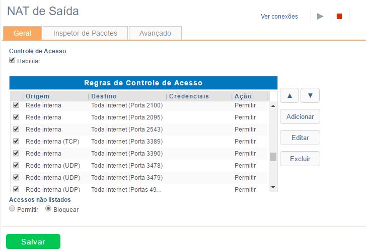 Regras de Saída